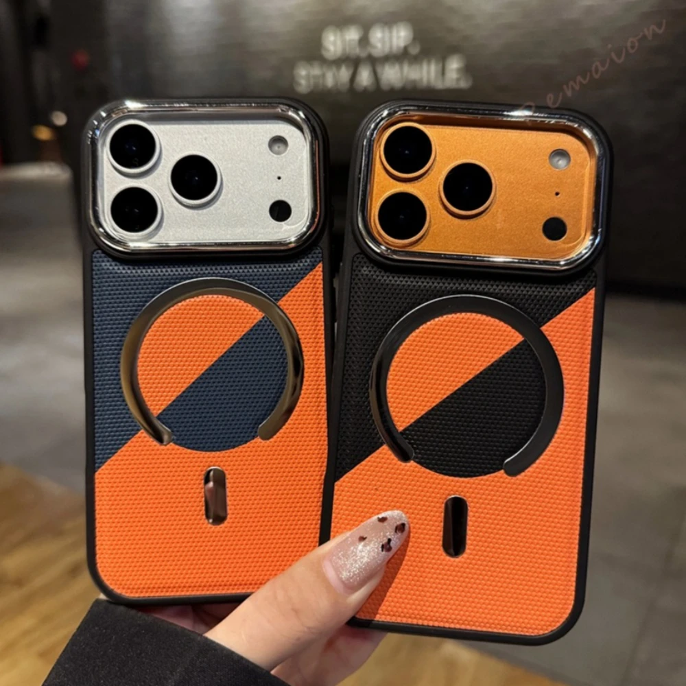 Color Match Magnetic Leather Phone Case For iPhone 15 14 12 13 16 17 Pro Max 17Pro Magsafe Official Shockproof Protector Cover