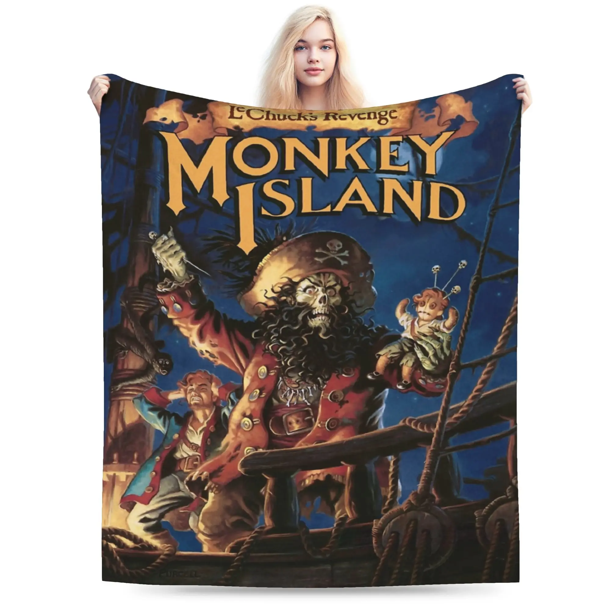 Super Soft The Secret of Monkey Island 2 Throw Blanket Premium Flannel Fleece Lightweight  Bed Blanket Fuzzy Plush Blankets