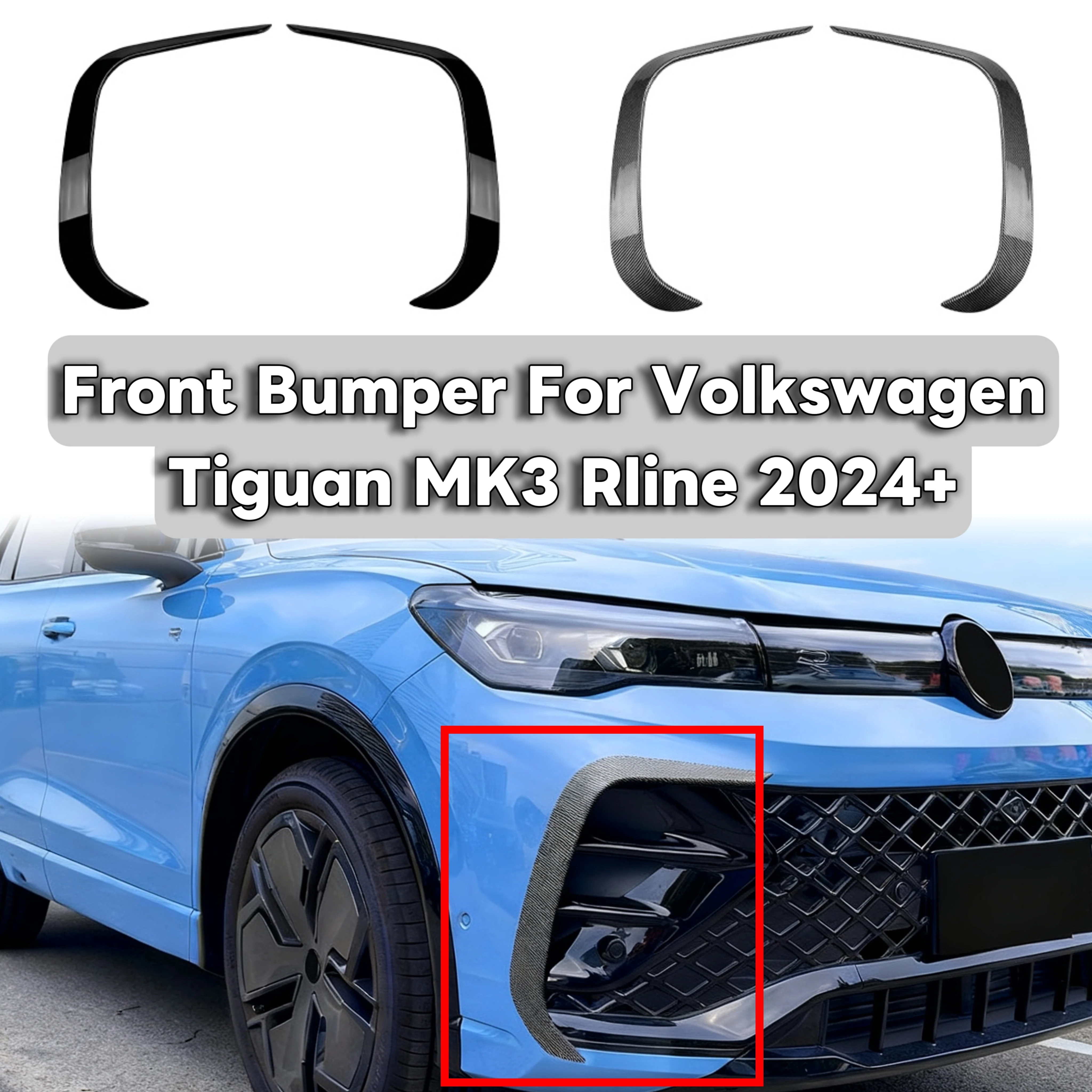 

Front Bumper For Volkswagen Tiguan MK3 Rline 2024+ Splitter Fog Light Trim Lip Side Spoiler Trim Car Styling Wind Knife