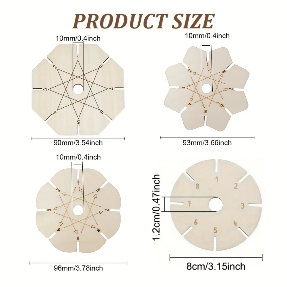 4pcs Bracelet Weaving Plate, Flower Shaped Wooden Plate, Bracelet Weaving Tools, Bead Thread Plate view 5