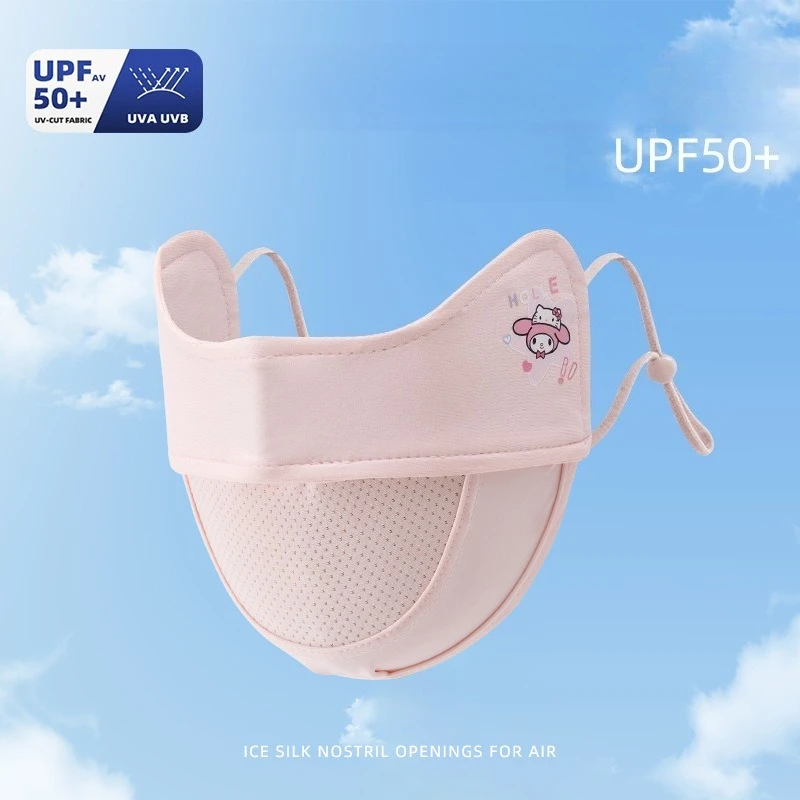 Miniso Girls Kulomi 日焼け止めマスク夏の女の子薄い UV 通気性子供用サンリオ日焼け止めマスク
