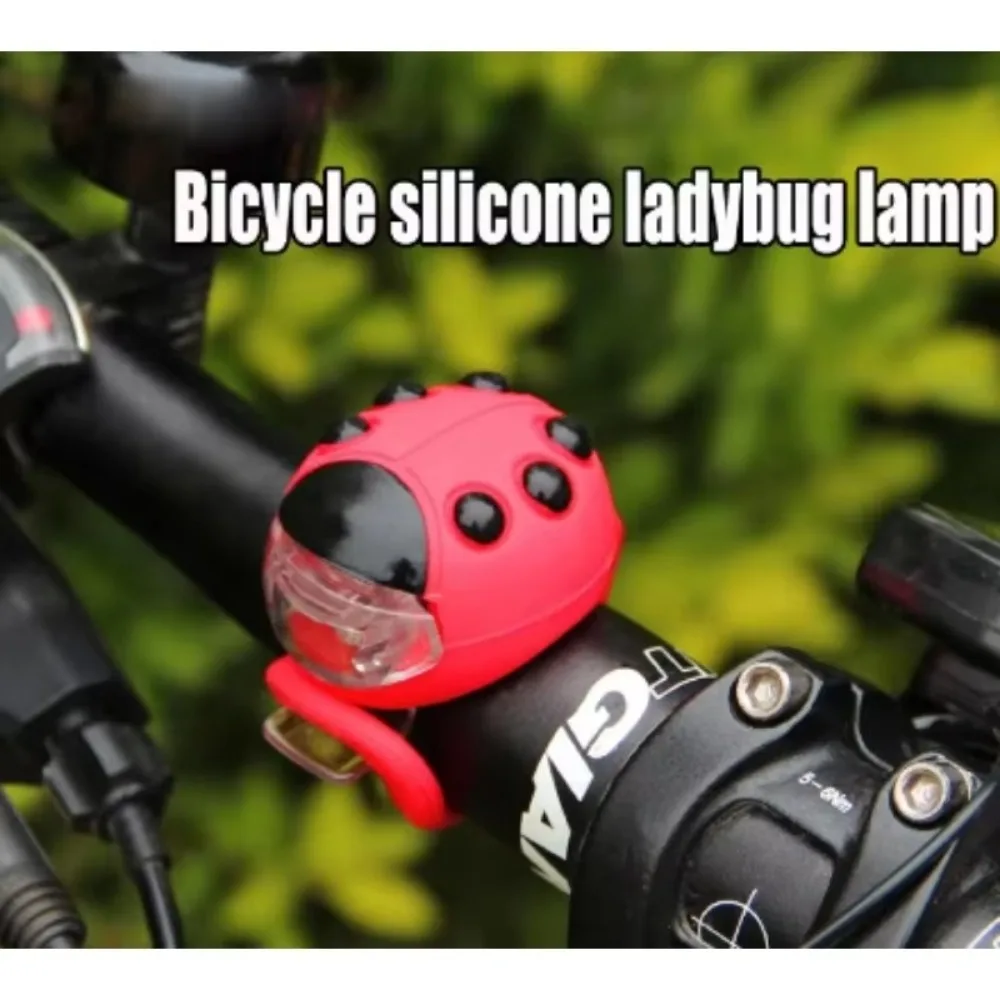 Ladybug Shape Bike Lights Waterproof Battery Powered Bike Headlight Ultra Bright Easy to Install Bicycle Flashlight