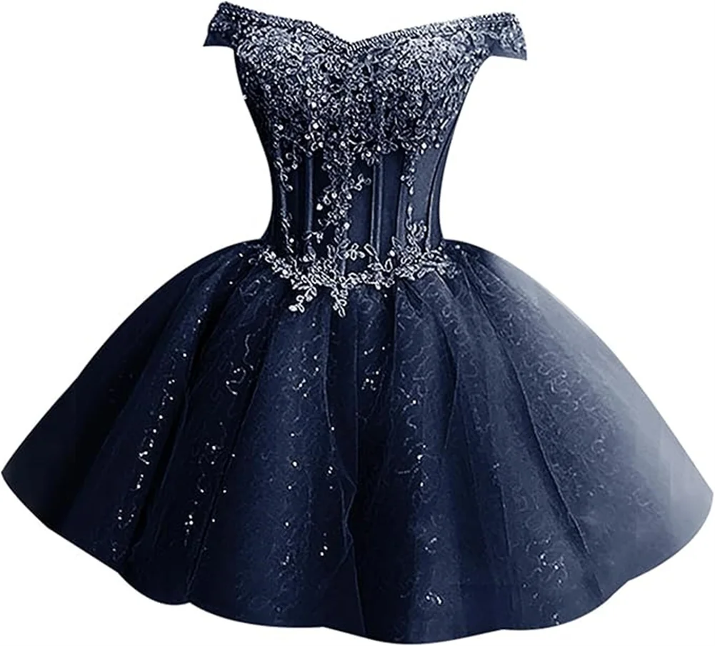 Short Lace Applique Homecoming Dresses For Teens Mini Tulle Cocktail Dresses  Off Shoulder Princess Ball Gowns A Line Party Dress - AliExpress 320