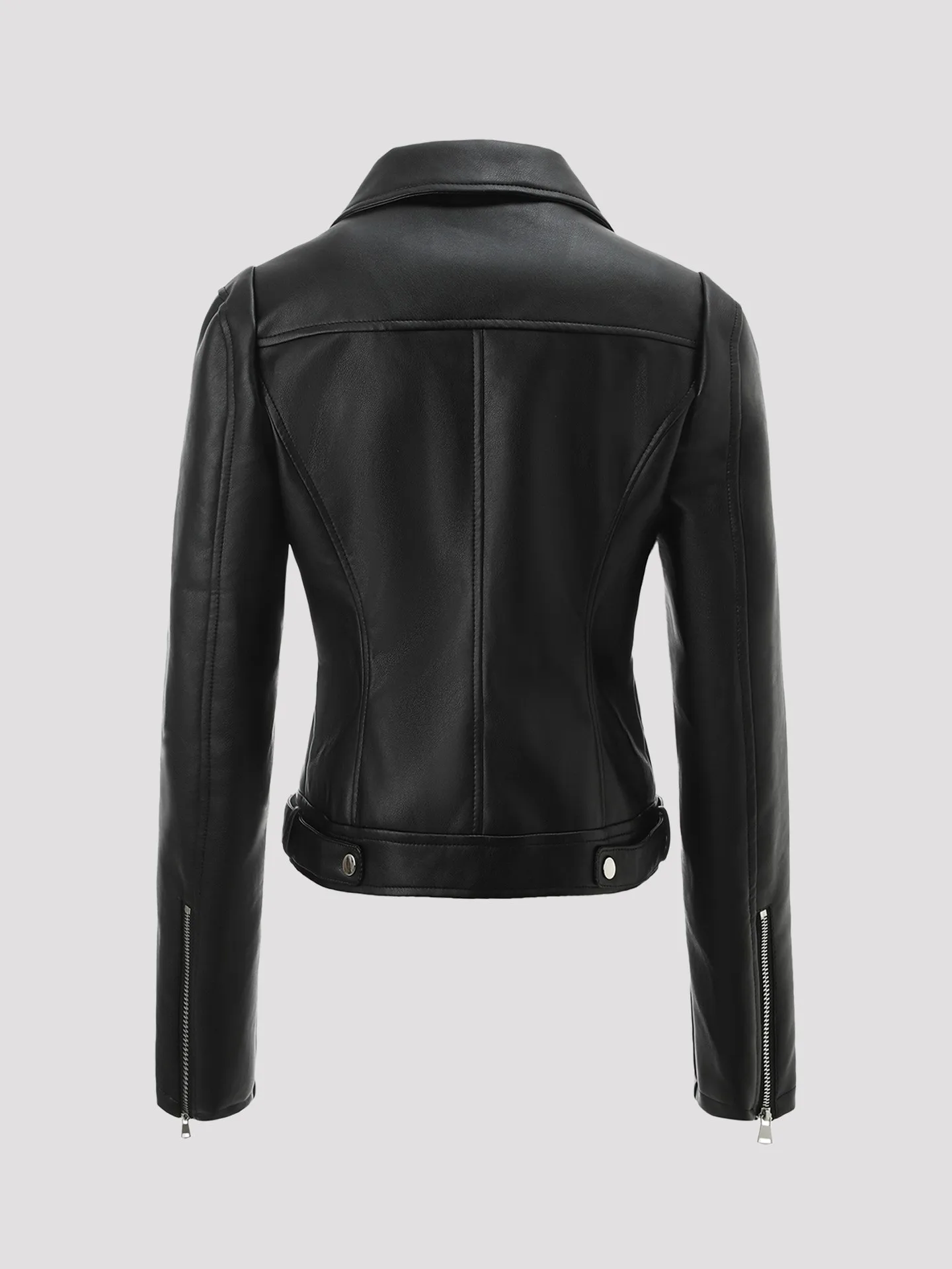 Zipper No Hood Coat Regular Length Streetwear with Zipper Closure Lapel Collar Regular Sleeve Women Jacket Spring Elegant