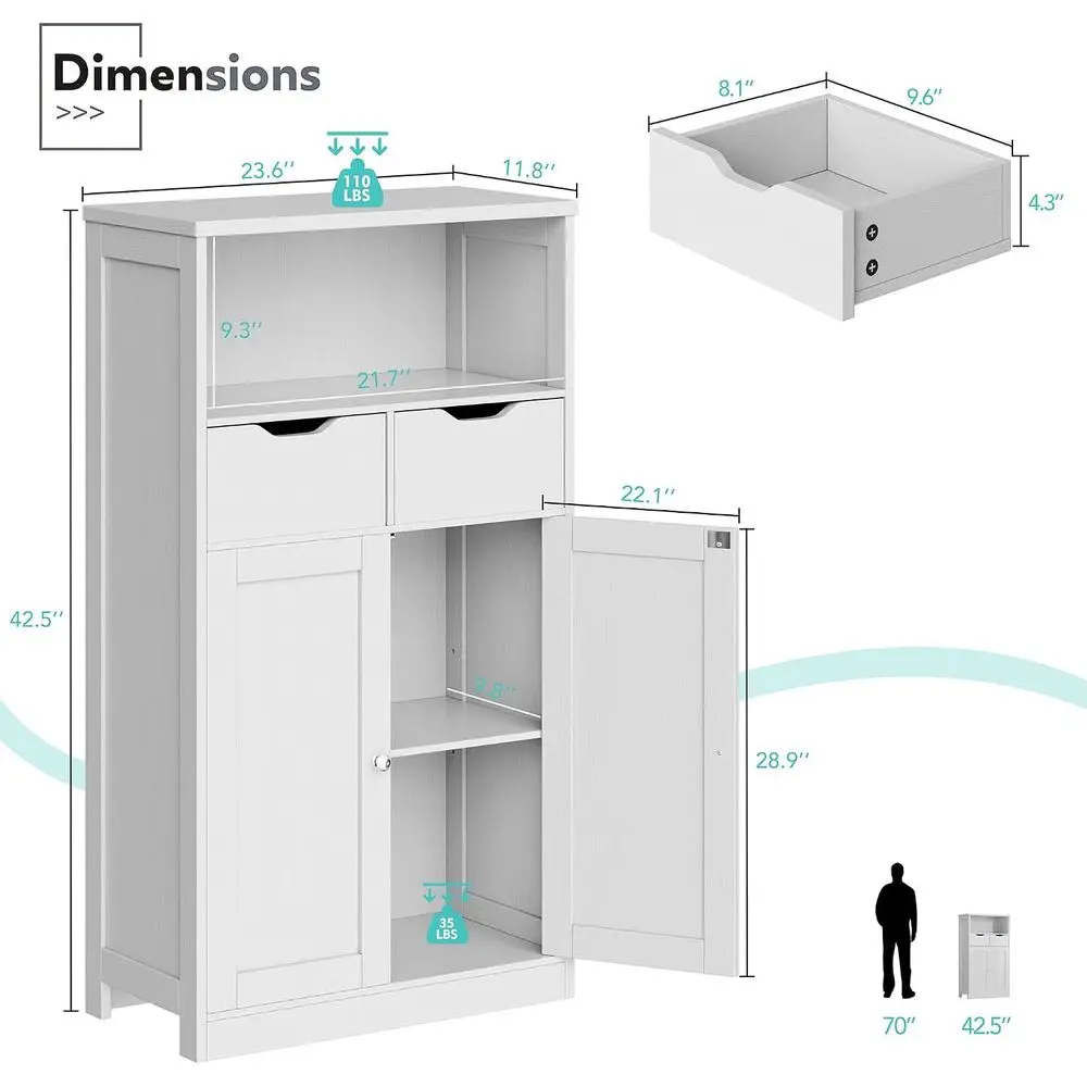 Bathroom Storage Cabinet, 42.5