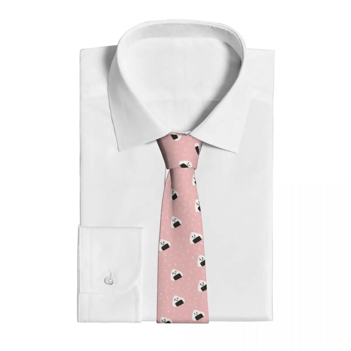 Onigiri krawaty Unisex poliester 8 cm Sushi żywności słodkie szyi krawaty dla mężczyzn Slim wąskie garnitury akcesoria Cravat prezent ślubny