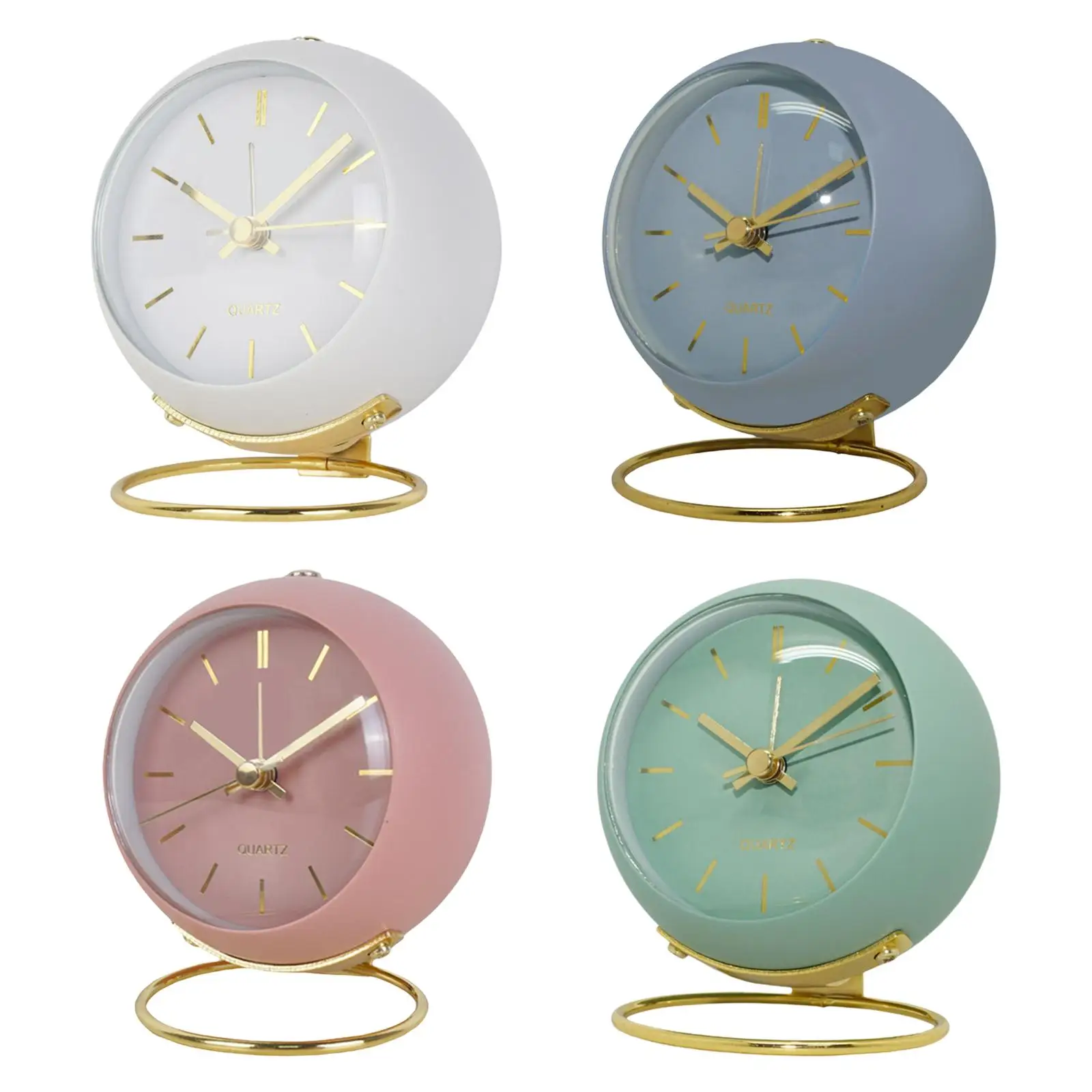 Modern Round Alarm Clock Silent Non-Numeric Night Light Non Ticking Desk Clock Children Room Decoration Office Travel Clock Work