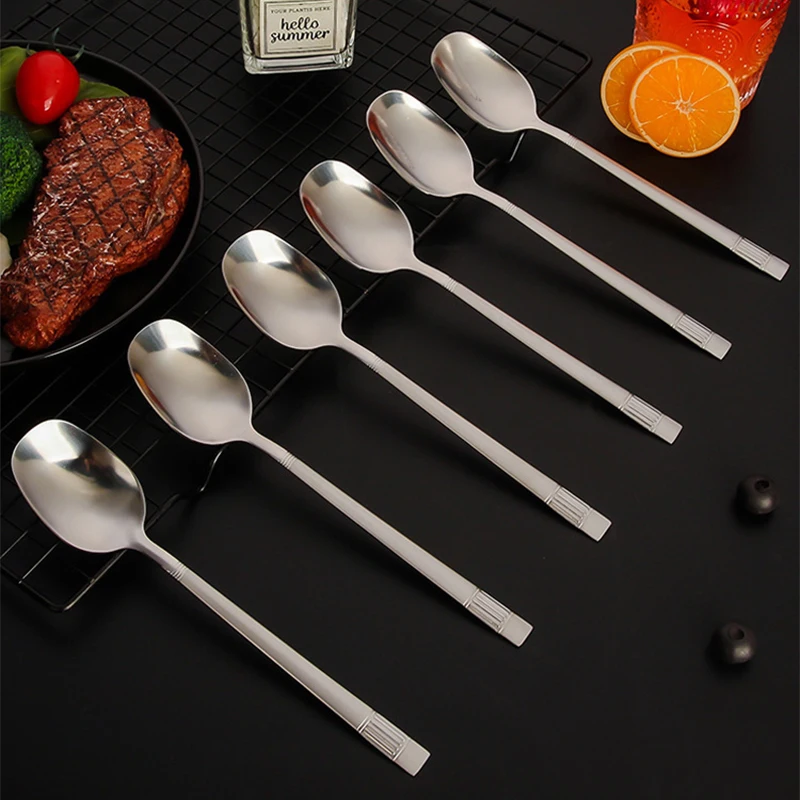 20*4.2cm Long Handle Wall Hanging Spoon Stainless Steel Dessert Mixing Ice Cream Tea Coffee Spoon Stirring Spoon Tableware Party