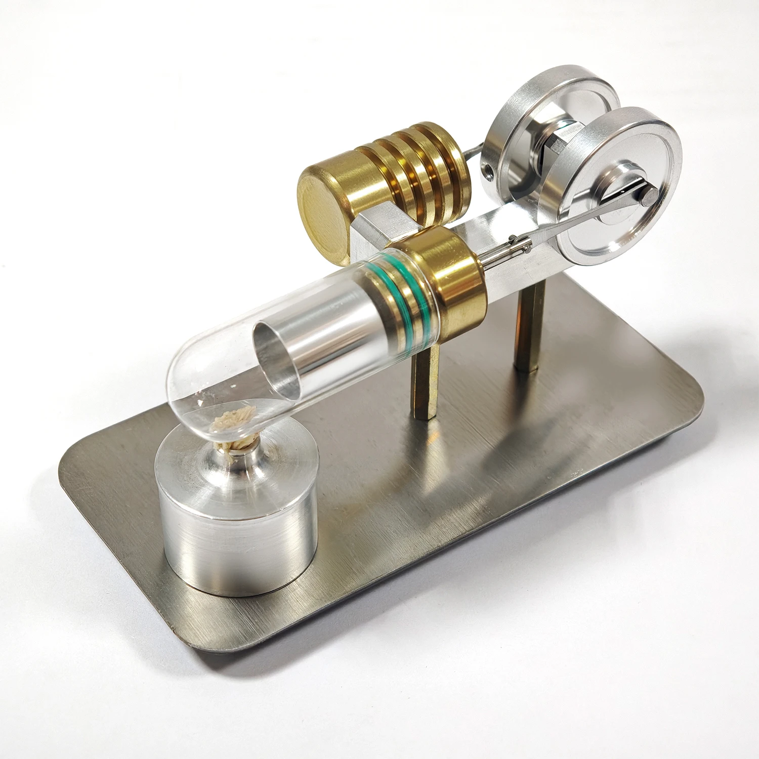 

Металлический одноцилиндровый двигатель Стирлинга, миниатюрная горизонтальная модель двигателя, научный эксперимент, подарок на день рождения, модель двигателя