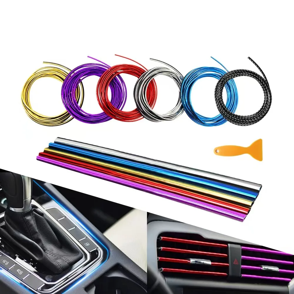 Car Interior Moulding Decoration Flexible Filler Insert Strips PVC Decor Car Air Conditioner Vent Outlet Trim Car U Shape Line