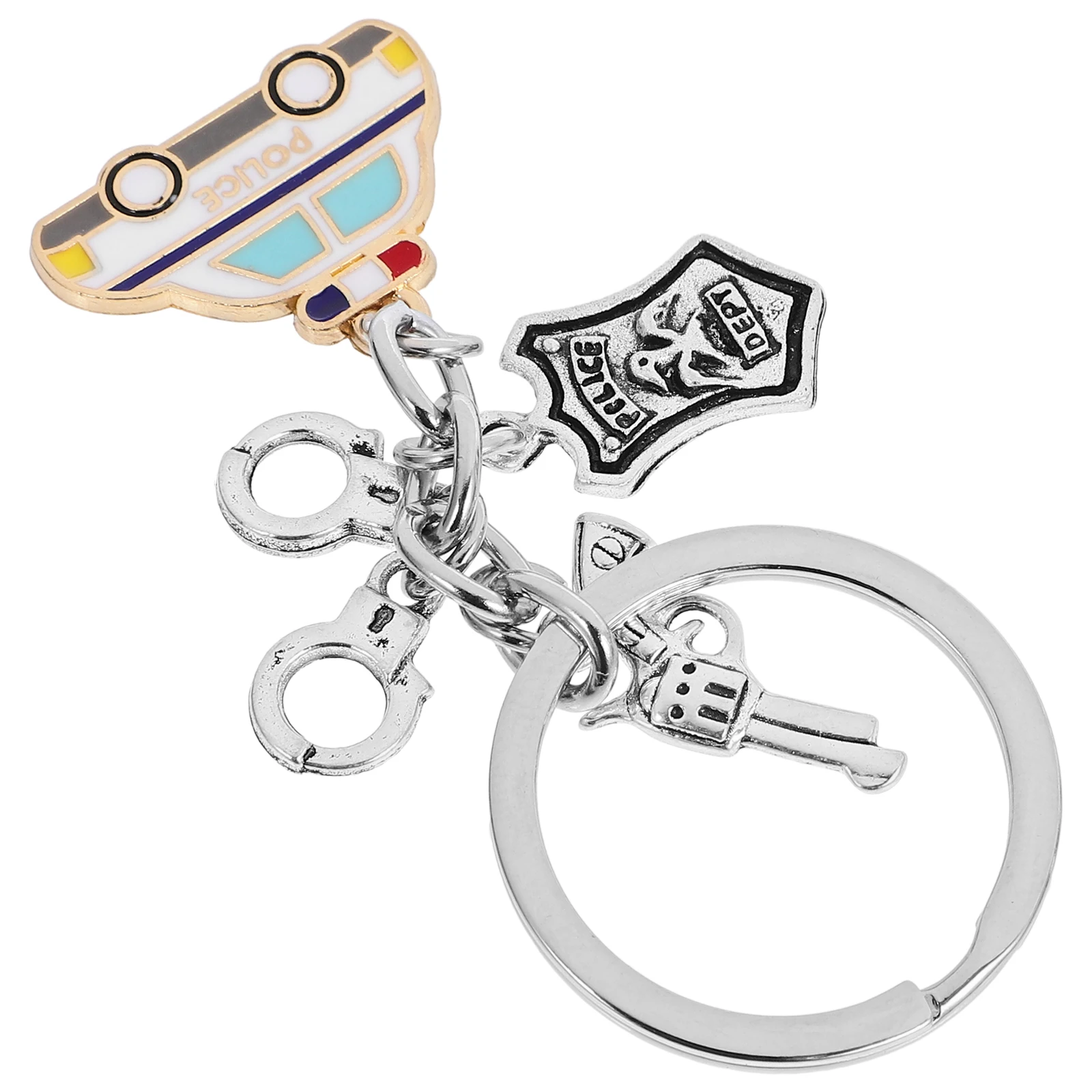 

Police Car Keychain Alloy Bag Charm Pendant Reel Bungee Keyring Cord Metal Chain Decorative Lightweight Practical Father Gift