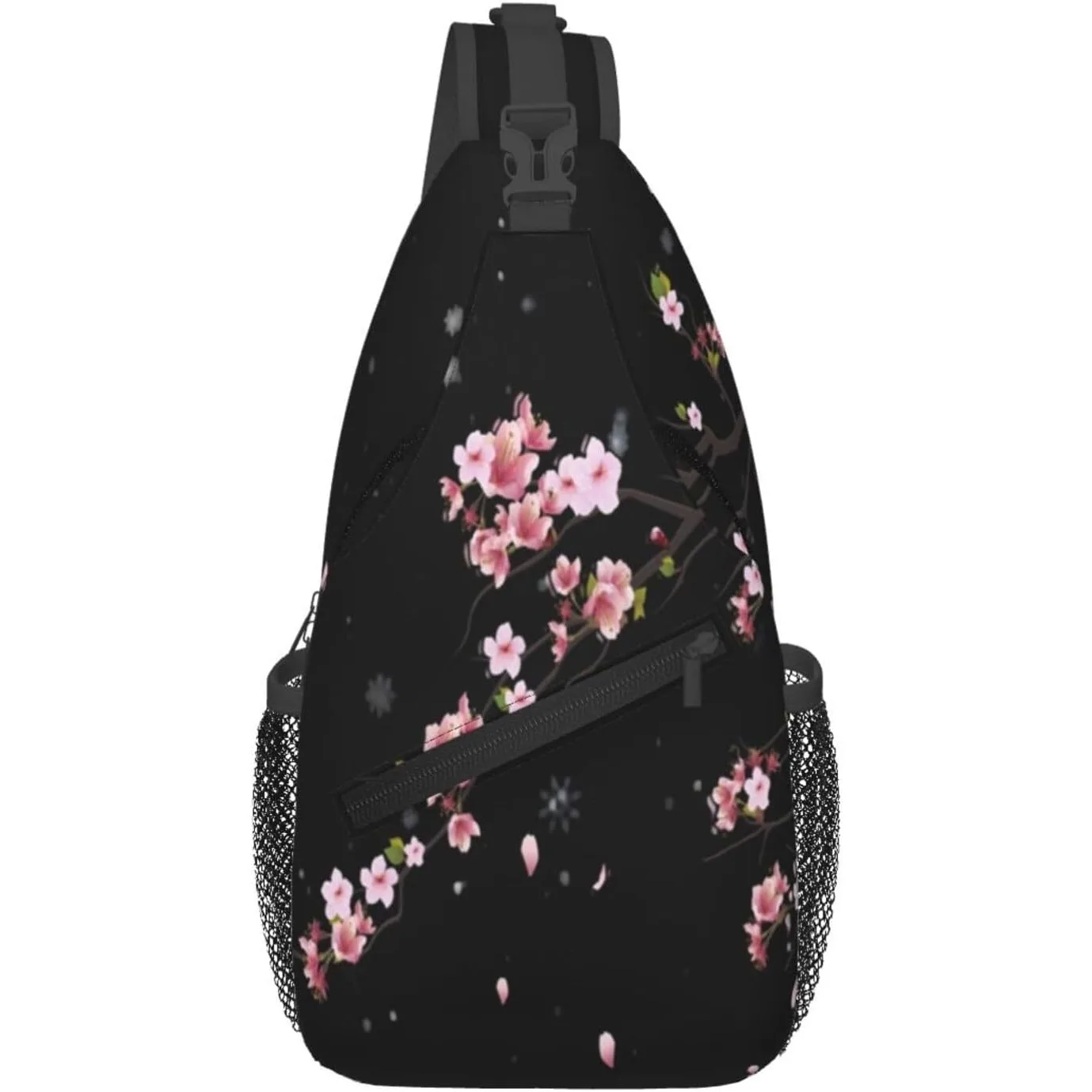 

Cherry Blossom Crossbody Sling Bag for Women Men Falling Flower Petals Spring Blossoms Bloom Tree Branch Travel Sling Backpack
