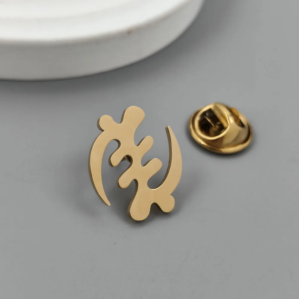 

Cheap electroplated stainless steel ancient African symbol butterfly button lapel brooch, Thanksgiving and Christmas gift