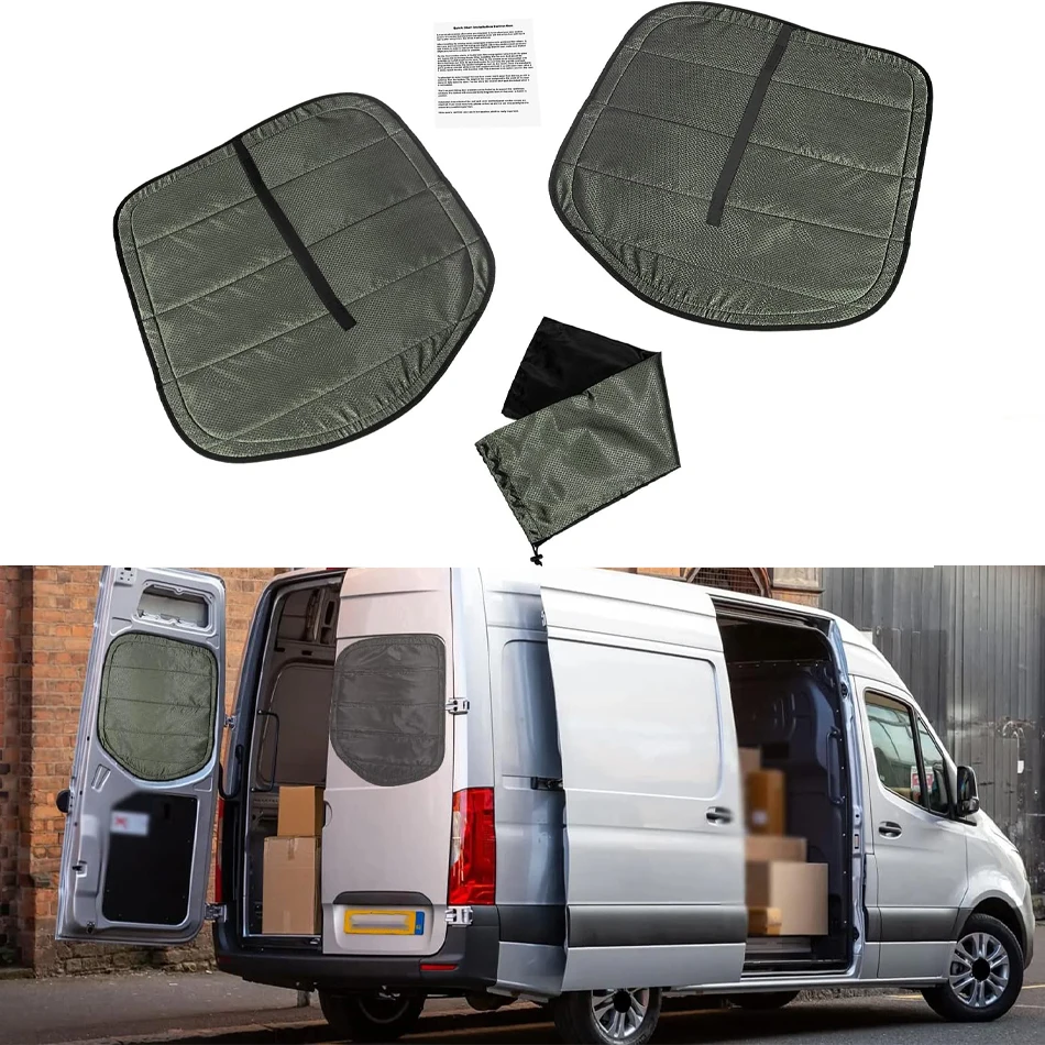 

TM for Mercedes-Benz Sprinter Cargo Van 2019+ Insulated Blackout Rear Door Covers Windows Covers One Pair