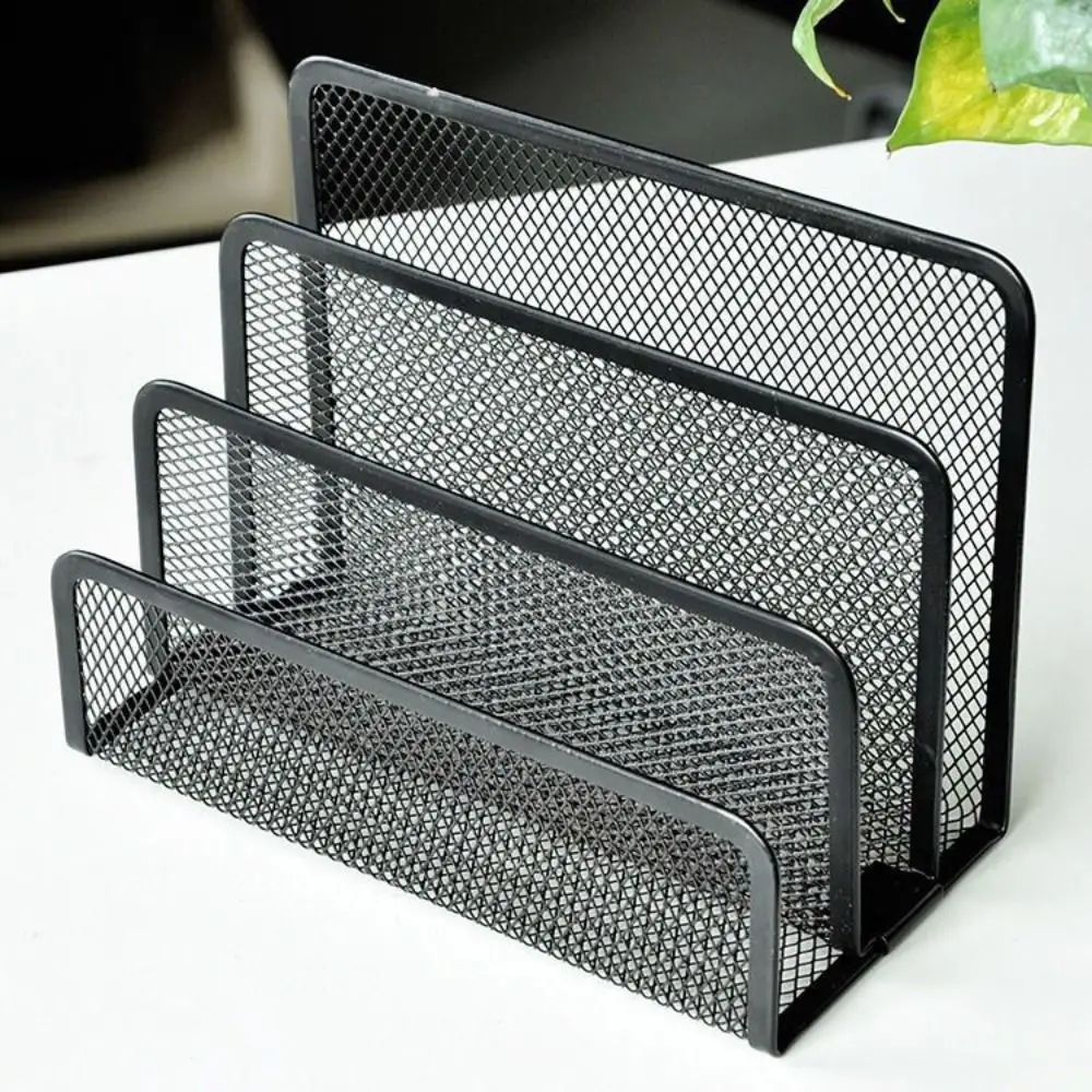 

Three-layer Office Supplies Storage Rack Multifunctional Save Space Mesh Desk Organizer with Pen Holder Metal
