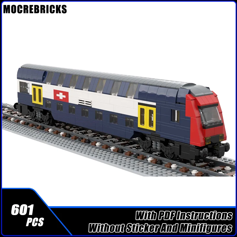 Suíço vagão locomotiva e trem transporte conjuntos, blocos de construção, tijolos modelo, moderno técnico cidade, Doubledecker, piloto, brinquedos presentes