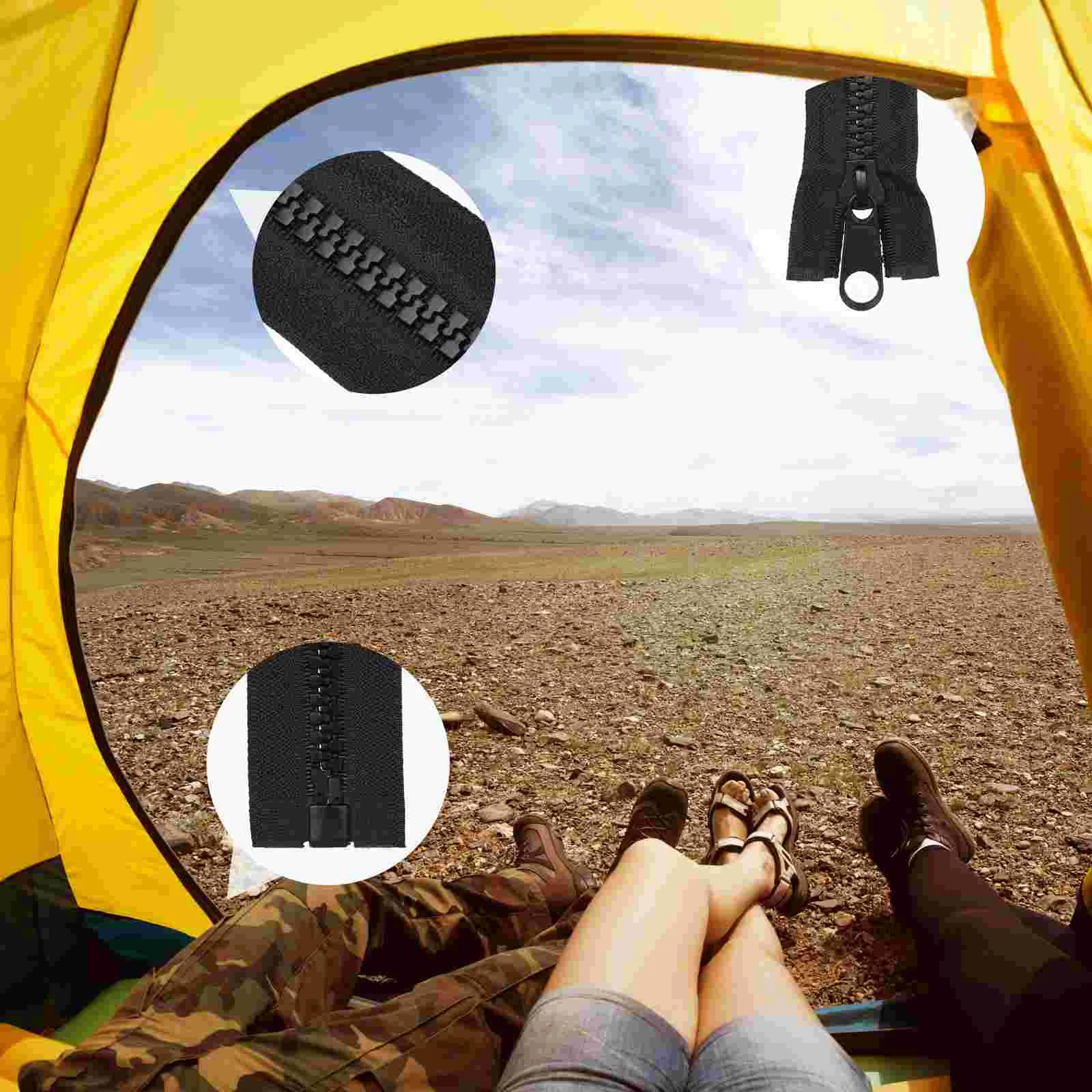 200CM Black Lengthen Resin Zipper Separable Double Sided Durable Zipper with Retaining End for Sleeping Bag Heavy Duty