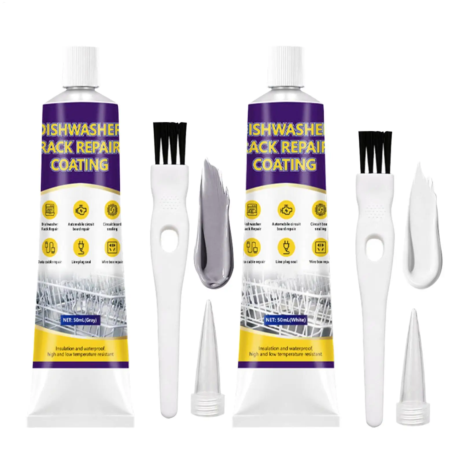 Dishwasher Rust Repair 50ml Strong Adhesive Long-Lasting Waterproof Gray Coating Dishwasher Basket Repair for Household Kitchen