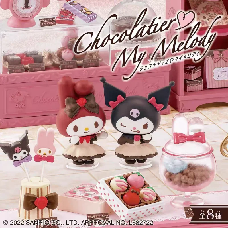 

Коллекционная миниатюрная фигурка Re-Ment My Melody Kuromi Blind Box Chocolatier: милый мини-декор для стола, подарок для фанатов аниме