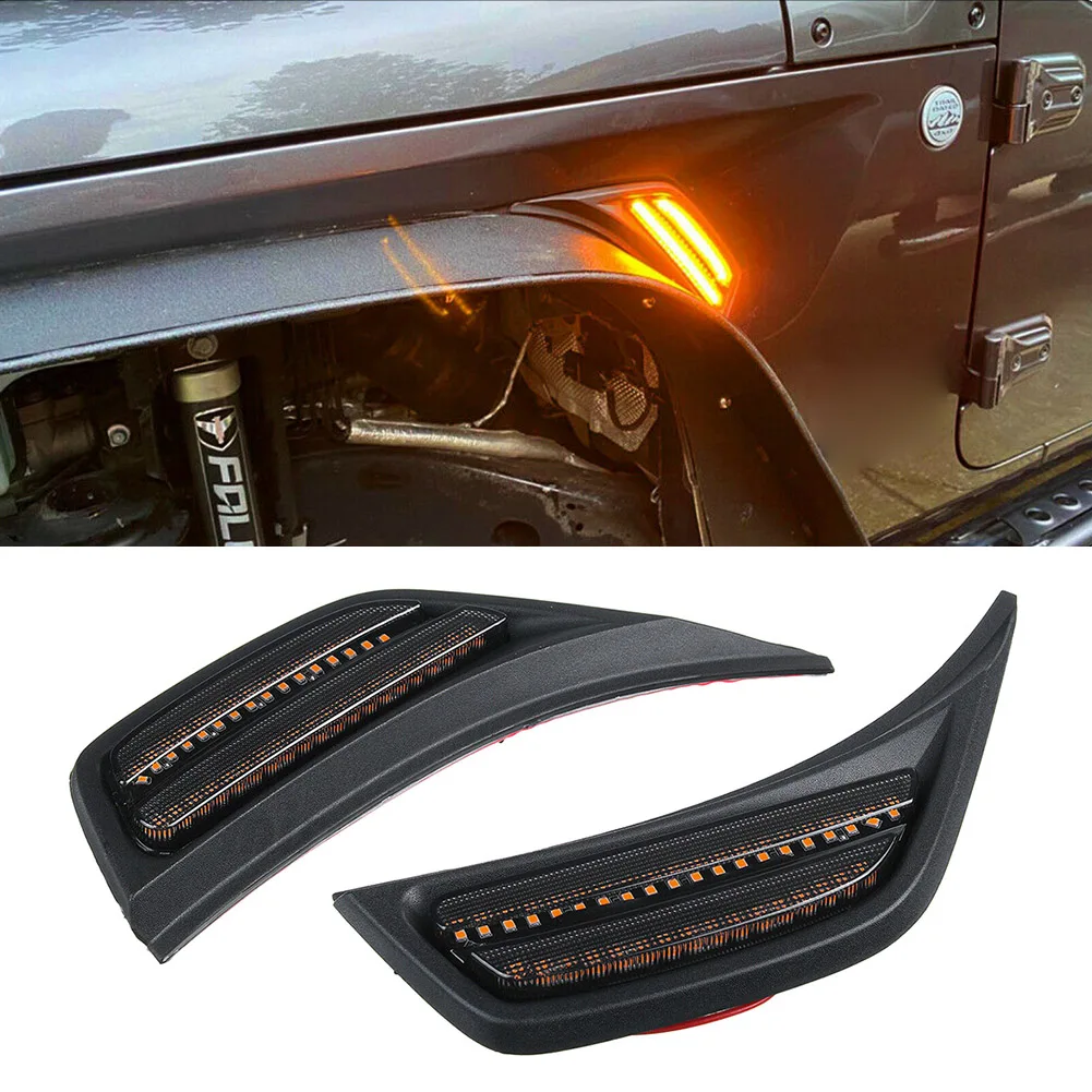 Auto Car LED Front Fender Side Marker Light Turn Signal Lamps For Jeep wrangler JL 2018 2019 2020