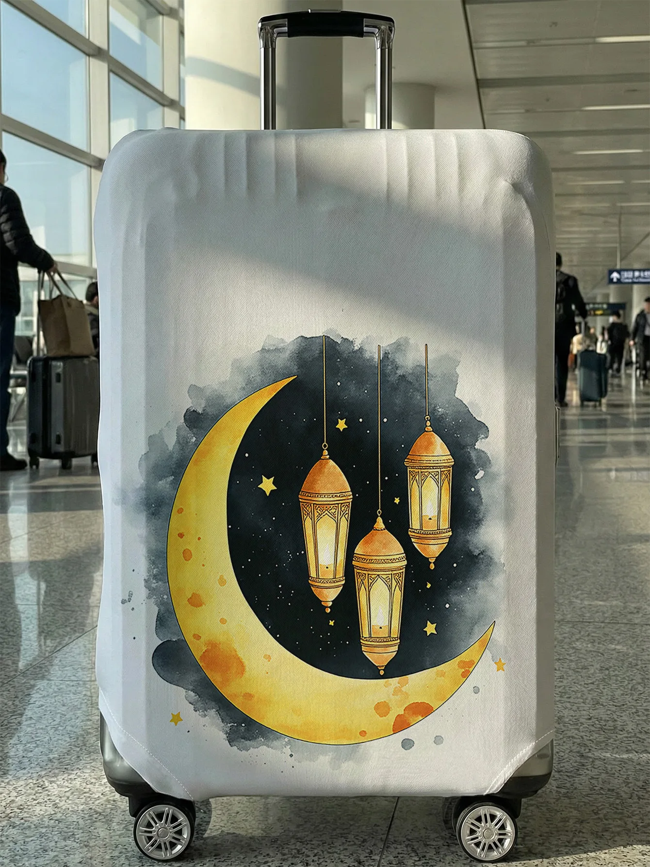 

Watercolor Moon Star Lantern Luggage Cover, Suitable for 18-32 Inch Luggage Cover, Luggage Handle Glove, Travel Accessories