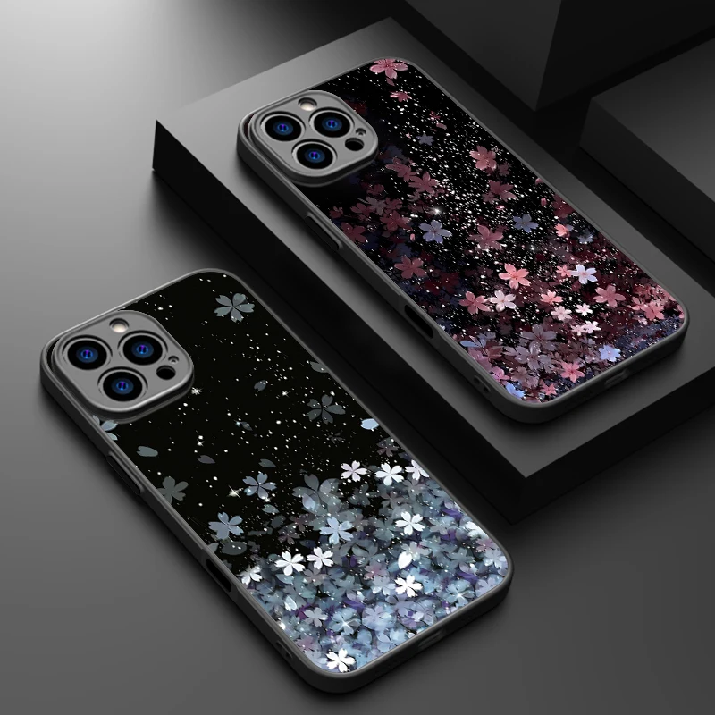 그라데이션 벚꽃 마그네틱 폰 케이스 (아이폰 16e 16 15 14 Pro Max 15 14 13 Pro) 충격 방지 맥세이프 소프트 엣지 PC 커버