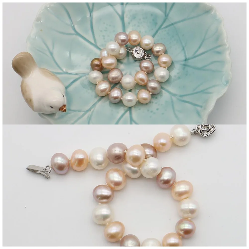 Minimalist Artistic Natural Colorful Irregular Baroque Pearl Bracelet with Flower Clasp Jewelry Gift and Decoration 1strand