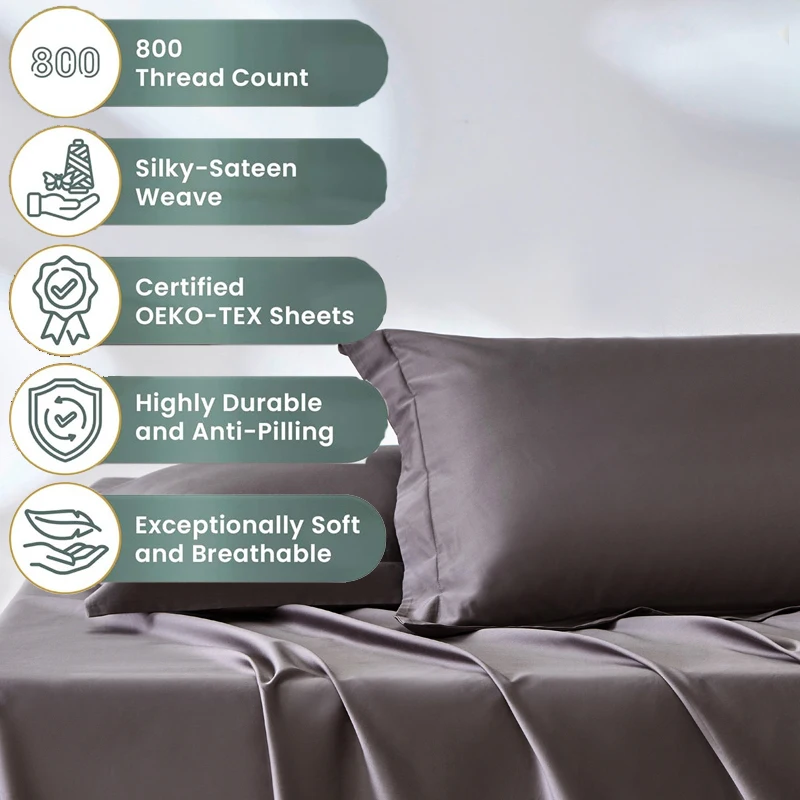 Organic 800 Thread Count Egyptian Cotton 2pcs Pillow Cases Customized Any Size Standard Queen King Size Pillow Covers Pillowcase
