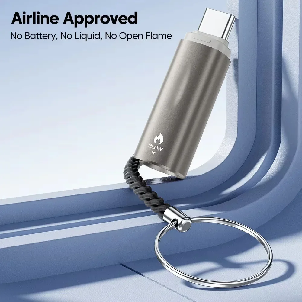 

Mini Type-C Electronic Lighter USB Rechargeable Blow to Light Flameless Windproof Lighter Suitable For Travel And Outdoor Use