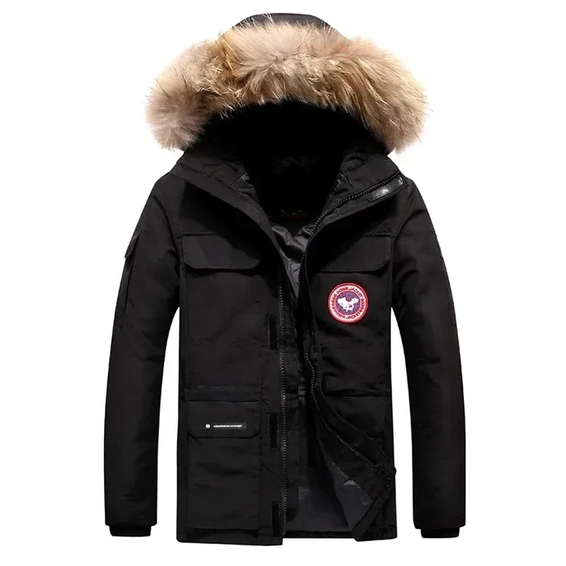 Jaquetas Puffer destacáveis para homens, roupas acolchoadas com bolhas, chapéu destacável brilhante, preto quente, impermeável, sem lavagem, casacos, inverno, 2023