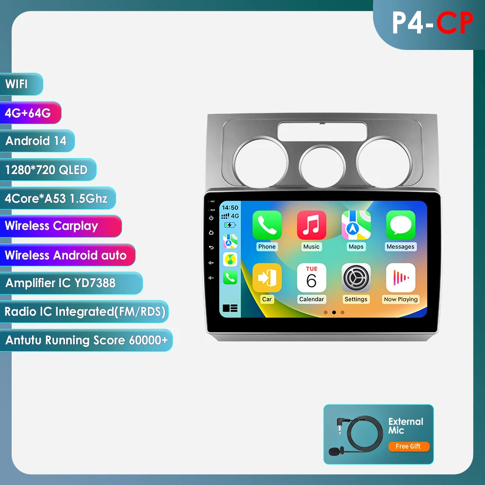 Android 4G Carplay autoradio voor Volkswagen VW Touran 1 2003 2004 2005 2006 2007 2008 2009 2010 multimediaspeler GPS stereo DSP