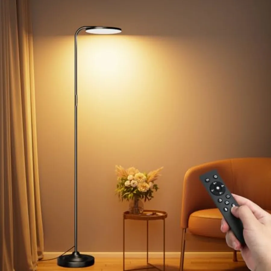 

36W LED Floor Lamp Upgrade Super Bright Standing Lamp Modern Stepless Dimmable Torchiere Tall Lamp with Remote Control 350°Rota