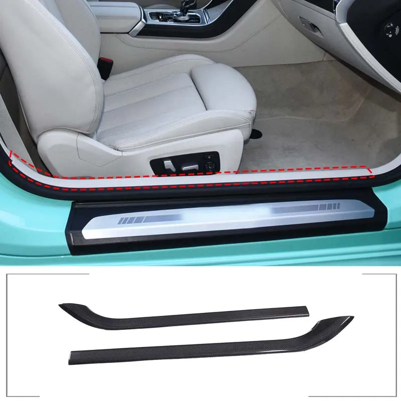 For BMW 8 Series G15 2019-2022 Real Carbon Fiber Door Sill Protector Cover Interior Molding Anti-Scratch Accessories