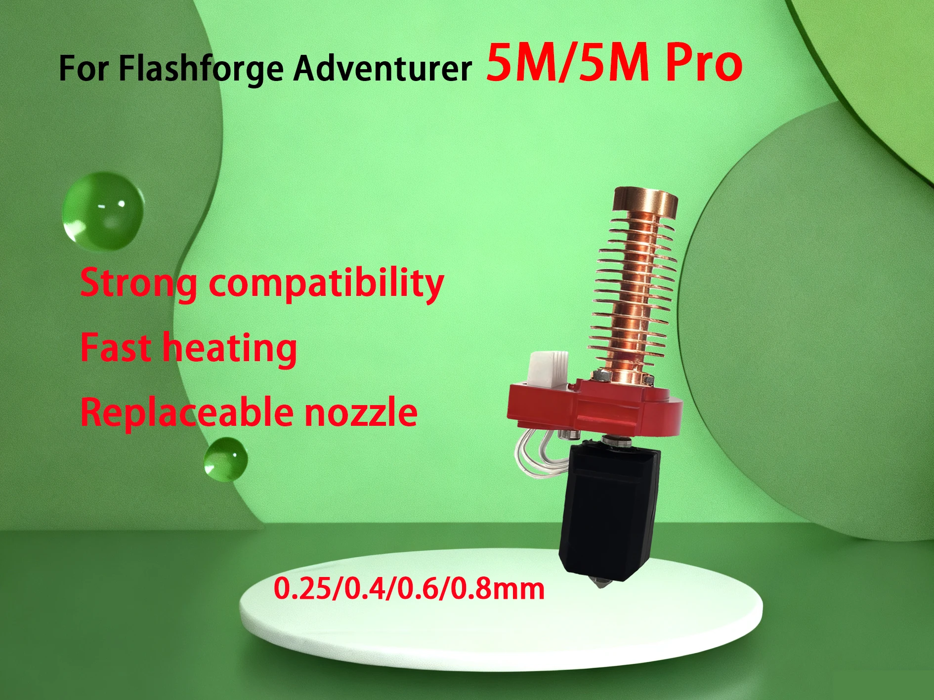 

New Upgrade Hotend For Flashforge Adventurer 5M / 5M Pro Pinting Head 280℃ Ceramic Heating Block Kit AD5M Hard Steel Nozzle Hot