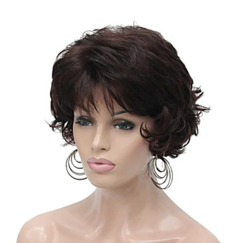 HAIRJOY Short Wig Black  Silver Grey Wigs for Women Synthetic Hair with Bangs  Hairstyle