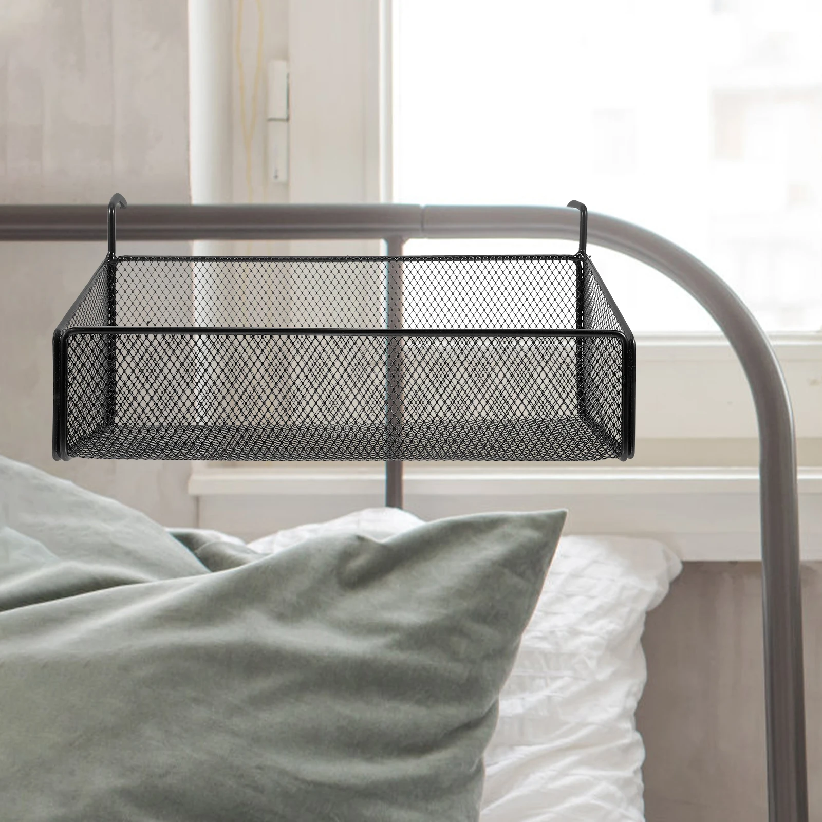 

Hanging Storage Basket Iron Mesh Organizer No Drill For Bathroom Kitchen Dormitory Over Toilet Shelf Space Saving Storage