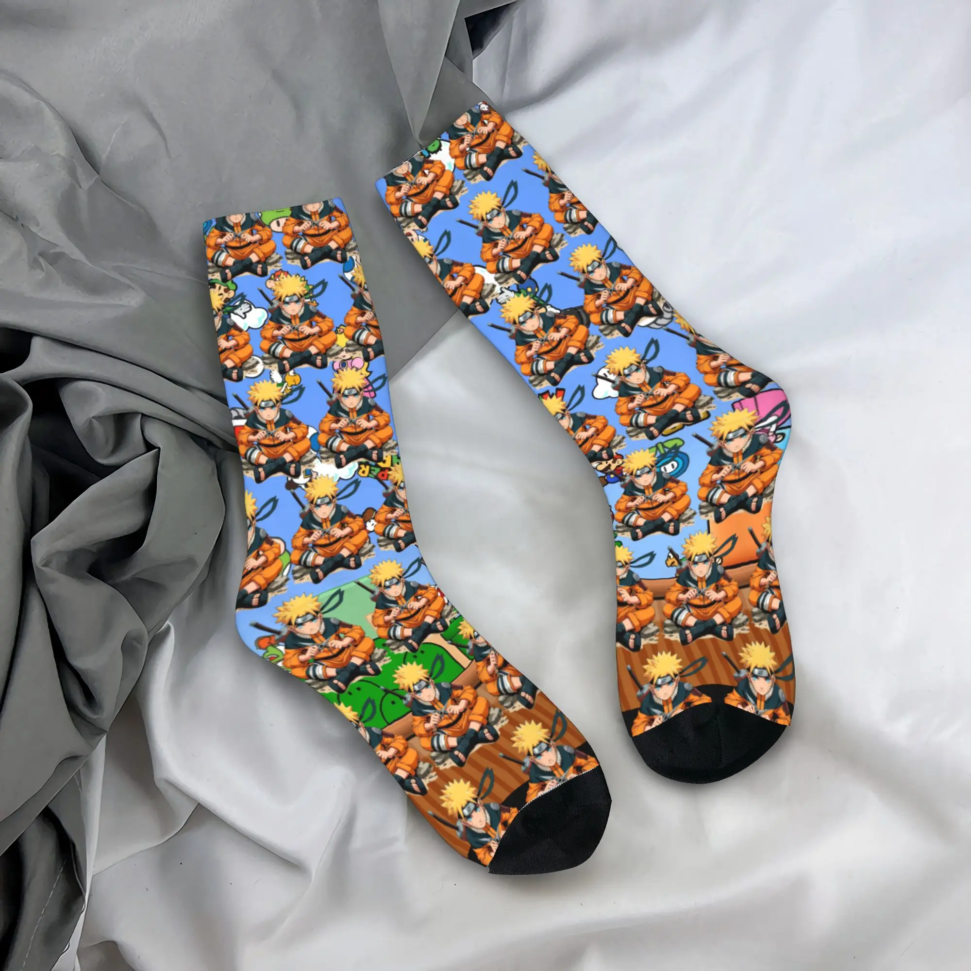 

Custom Cool N-Narutoes Uzumaki Socks Men Women Warm 3D Print Cartoon Football Sports Socks