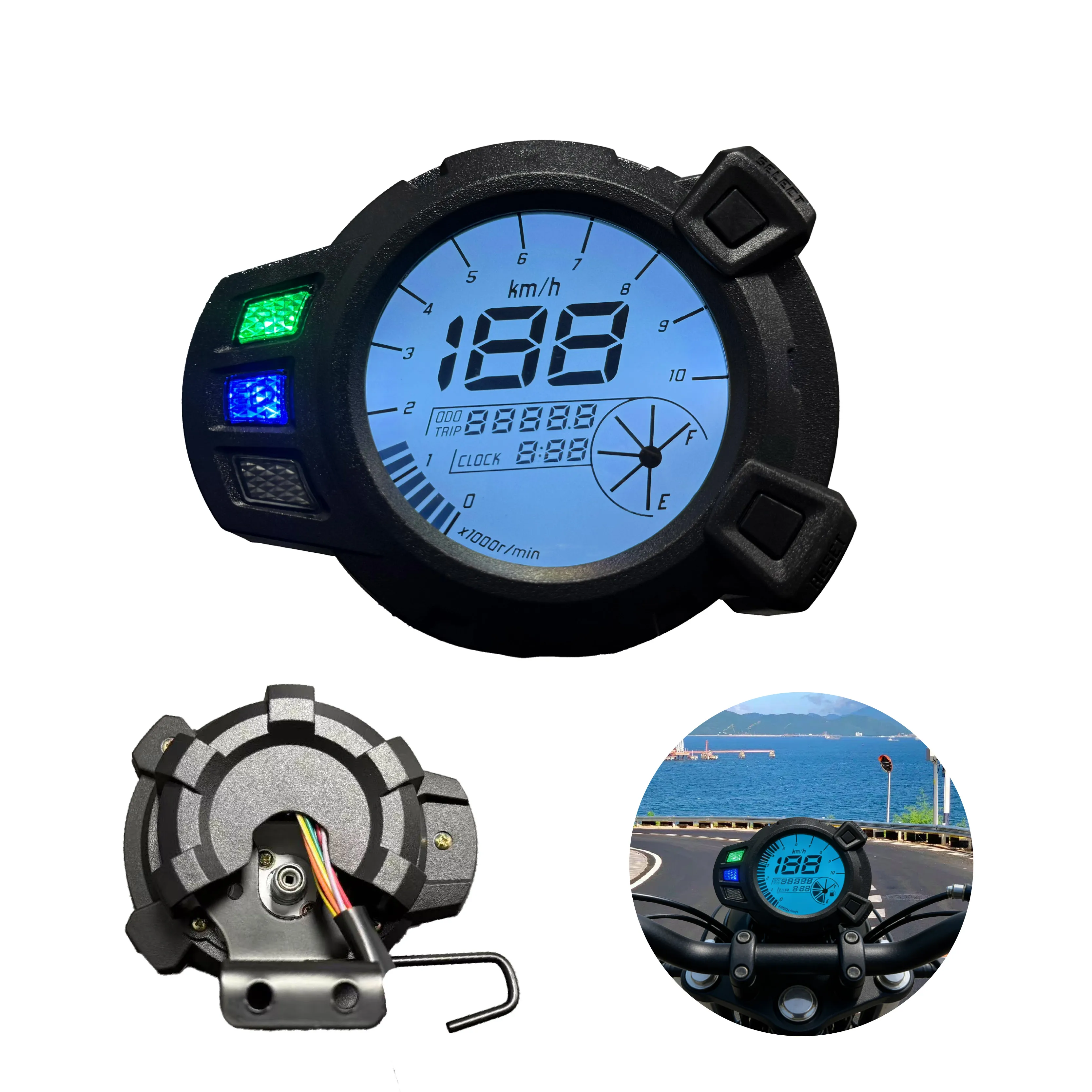 7 Colors Adjustable Display Dashboard Motorcycle Speedometer Moto Digital Tachometer for Yamaha Zuma 125 BWS 125 Kymco XBWS 125