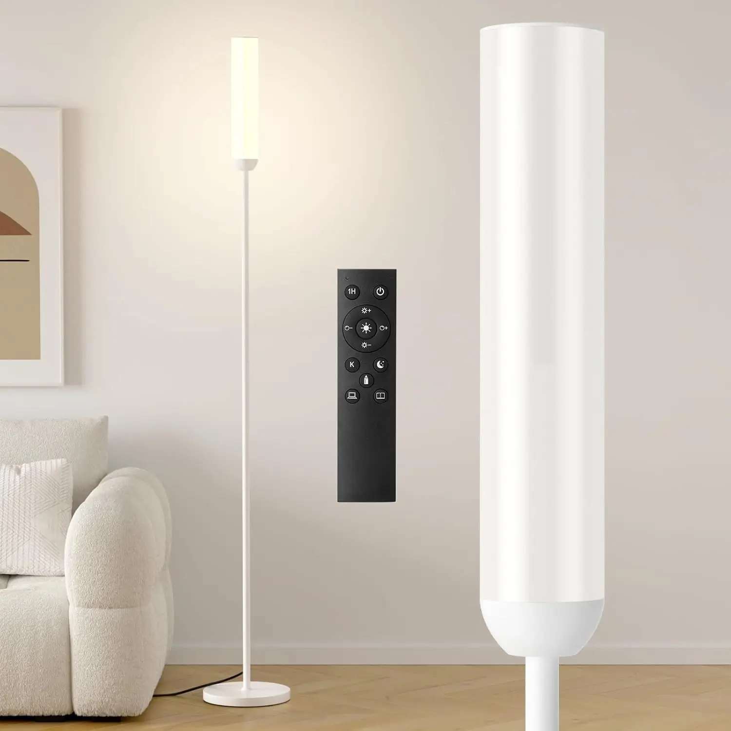 

65-дюймовый светодиодный торшер с дистанционным управлением, бесступенчатая регулировка цвета и яркости, ножной переключатель