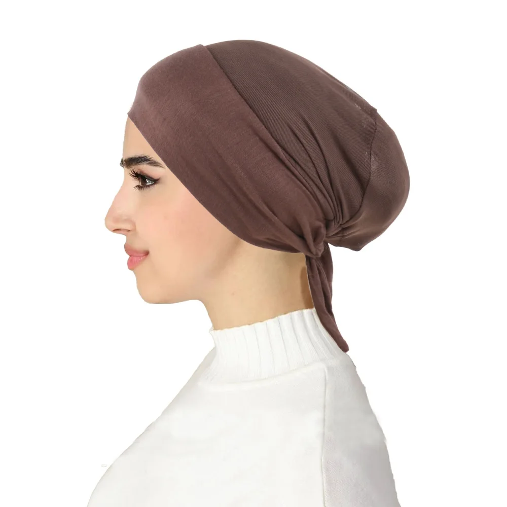 Soild Color Underscarf Hijab Women Muslim Head Cover Inner Cao Islamic Bonnet Cancer Chemo Beanie Arab Turban Headwrap Headwear