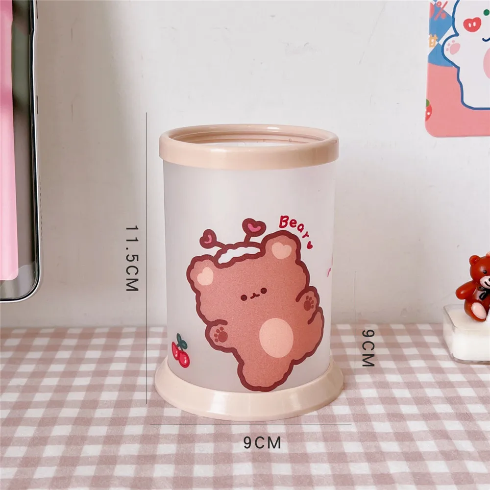 Creative Transparent Foldable Plastic Pen Holder Diy Cartoon Transparent Round Pen Holder Student Desktop Storage Container