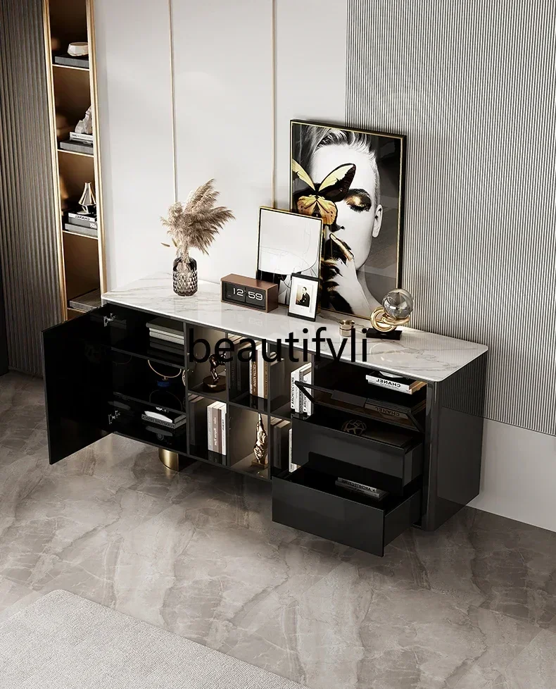 pg46Light luxury bookcase Modern living room decorative storage cabinet Dining room side cabinet
