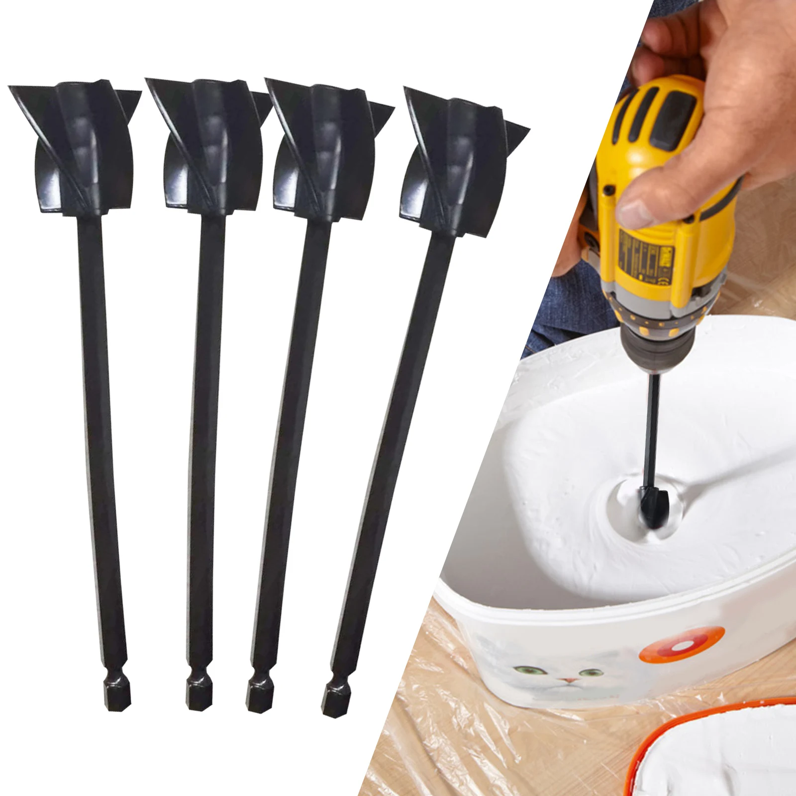 4pcsPaint Epoxy Resin Mud Power Mixer Rod Putty Cement Drill Tool For Mixing Plastic Paddle Replace Resin Mixer Drill Attachment