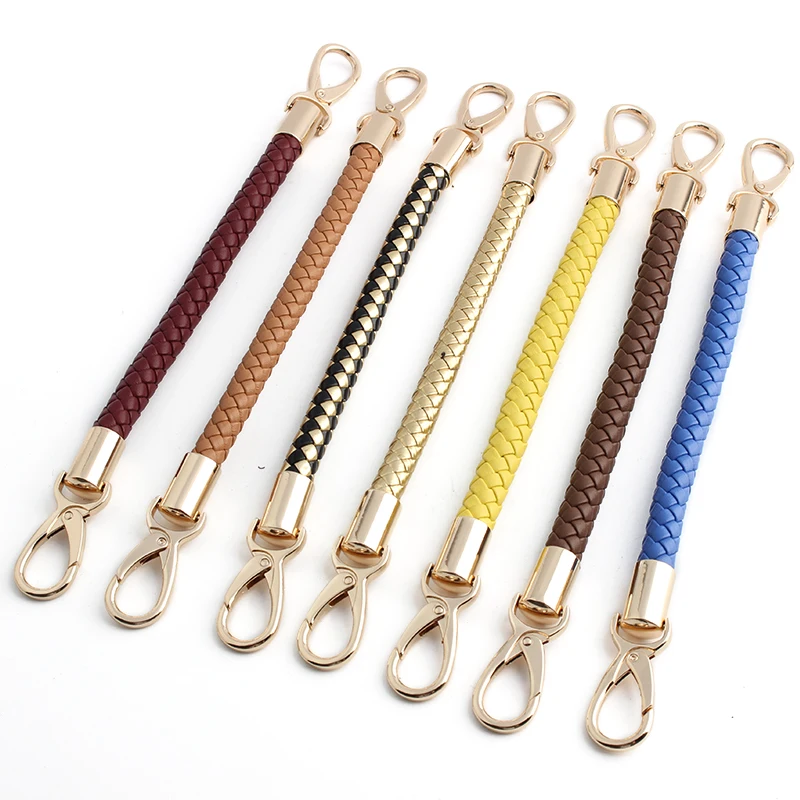 PU Microfiber 30/45/60cm Braided Rope Handles for Handbag Shoulder Bag Strap Handmade Bag DIY Accessories Gold Metal Hook Buckle