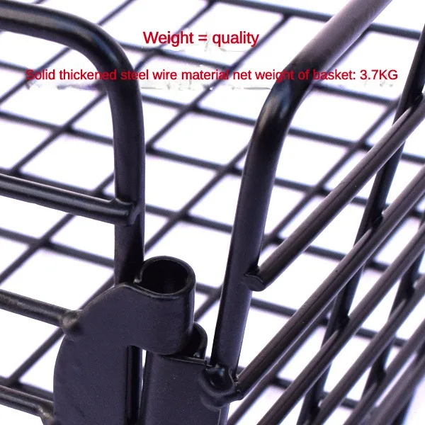 Solid Metal Bicycle Basket Foldable Tricycle Rear Basket Storage Basket with Installation Tool Bike Accessories