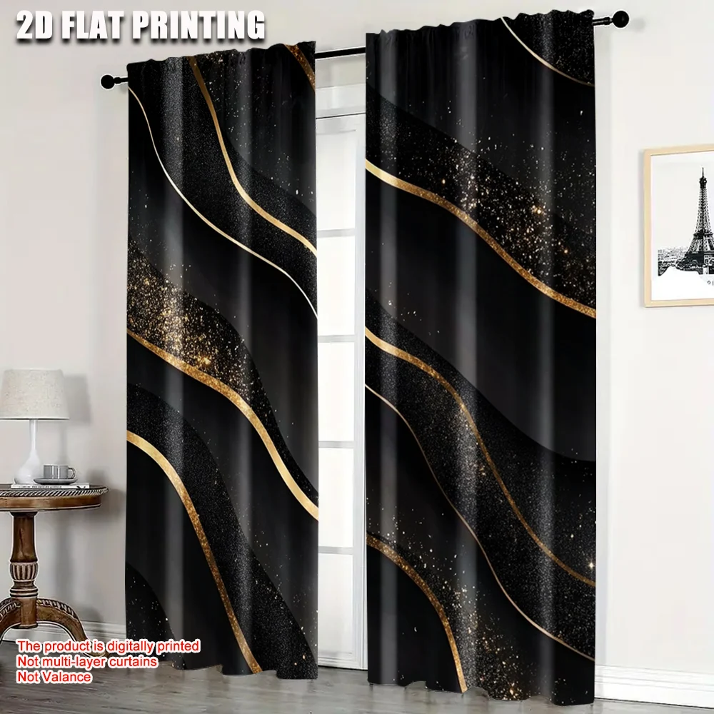 

2pc, Curtain Marble Golden Texture 100% Polyester,Without Electricity Festive Wall Decor Suitable for Classroom decoration
