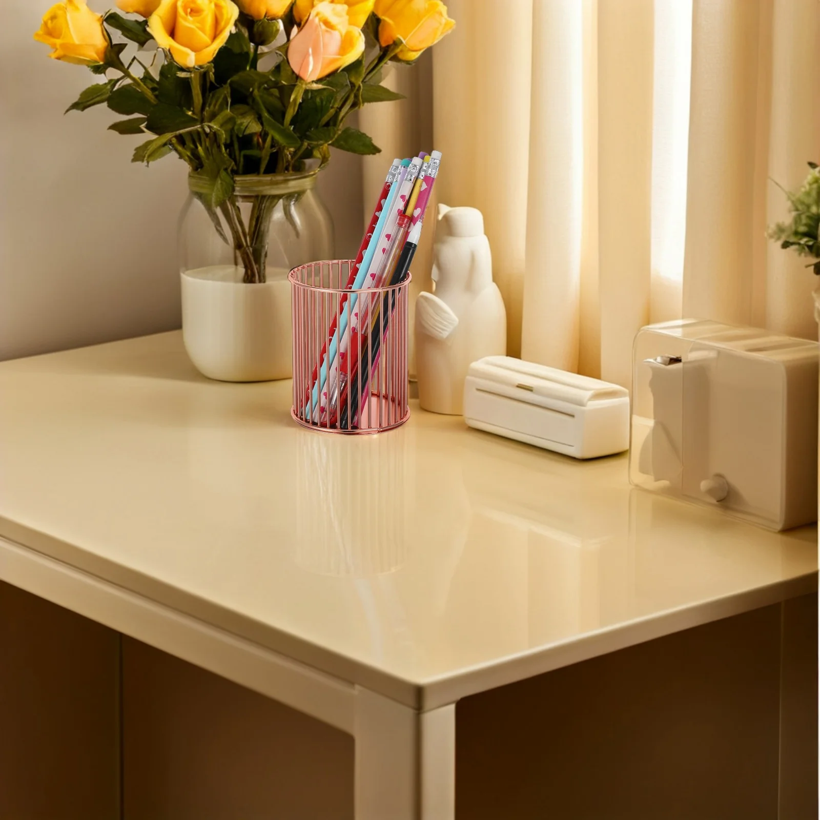 

2 Pcs Iron Pen Holder Desk Organizer Cup for Makeup Brushes Accessories Cups Eyebrow Pencil