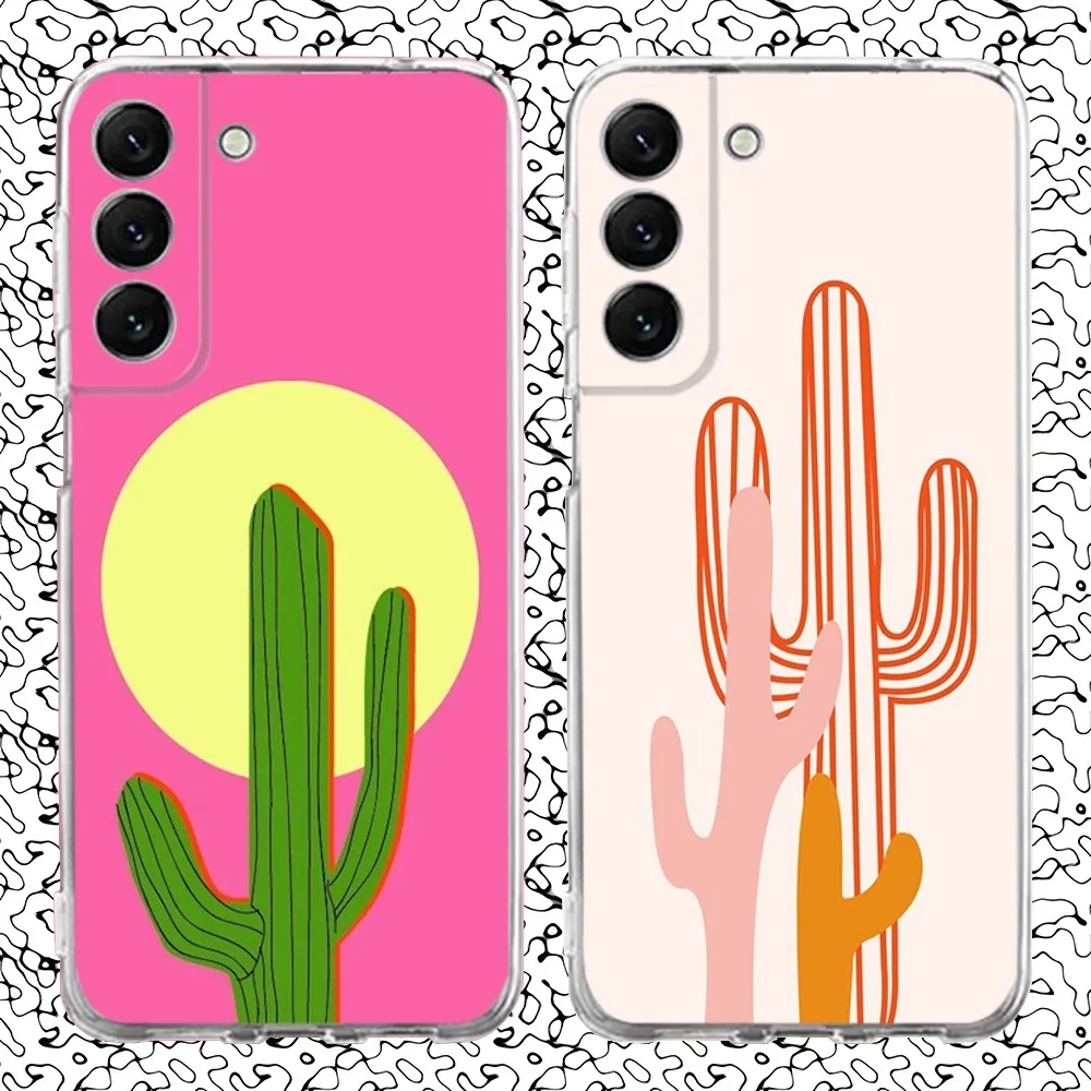 

Plant Cactus Phone Case Silicone For Samsung S30,S23,21,22,20 Ultra,S20 FE lite,S10,9,PIus Note20ultra Cover Clear