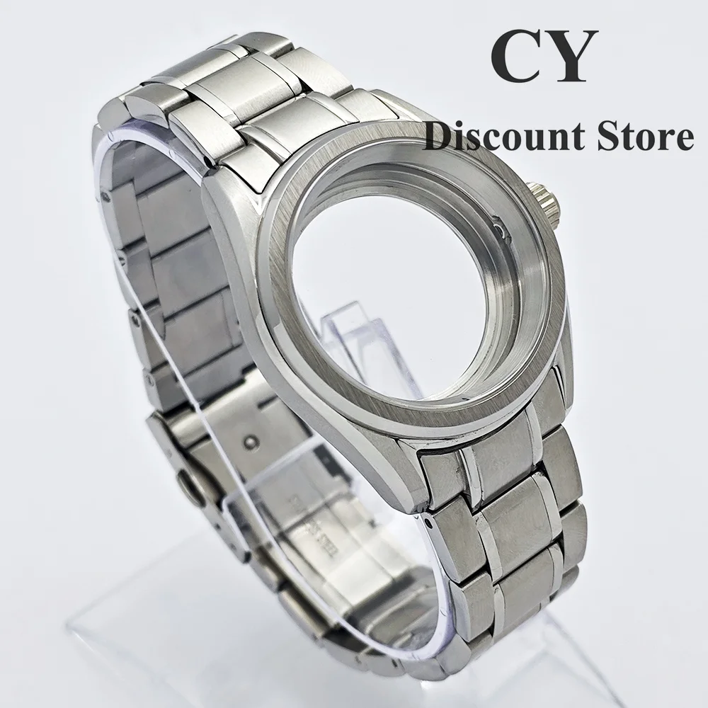 NH35 Case 38mm Silver Sapphire Crystal Watch Case Fit NH34 NH35 ETA2824 2836 Miyota82 DG Movement Watch Accessories Parts