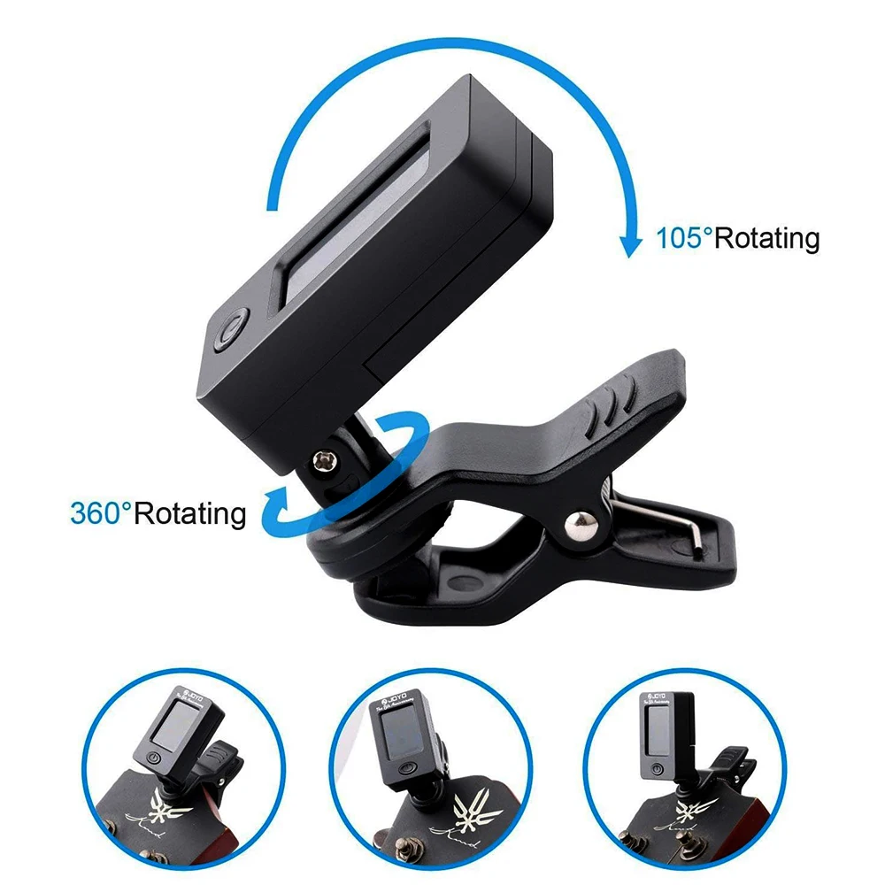 JOYO Guitar Tuner JT-01 360 Degree Rotatable Digital LCD Screen Clip-on Tuner Chromatic Guitar Bass Violin Electronic Tuner